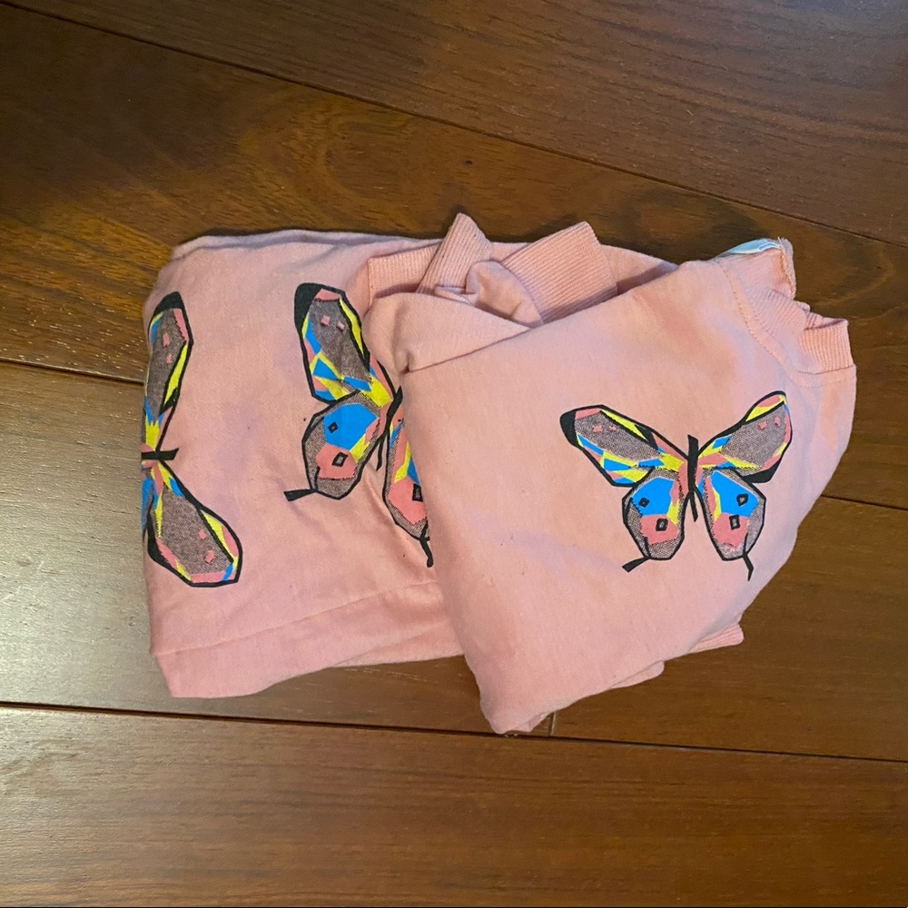 Toddler girls pink butterfly sweat suit